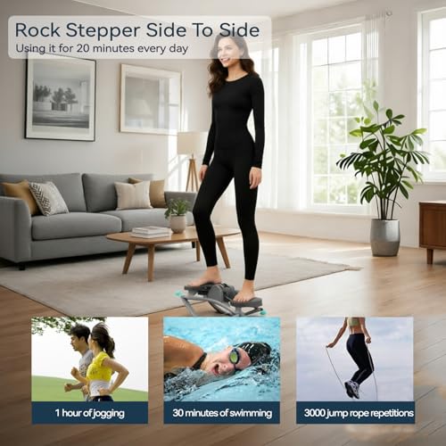 Rock Stepper with Resistance Bands - Ultra-Quiet Hydraulic Lateral Stepper, Fully Assembled Side to Side Step Rocker for Home Office, 250LBS Capacity - color: Light gray