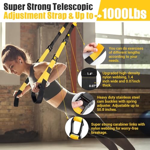 Home Resistance Training Kit, Resistance Trainer Exercise Strap with Poster | Includes Handles, Door Anchor and Carrying Bag for Home Gym, Bodyweight Resistance Workout Straps for Indoor & Outdoor