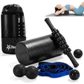 Yes4All Foam Muscle Roller Set, 7-in-1 High-Density Set of Back Roller, Fascia Massage Tool, Stretch Strap, Spiky, Peanut & Smooth Massage Balls, Carry Bag - Ideal for Muscle Care & Relaxation - color: Black - Set 7in1, size: 12-inch (Pack of 1)