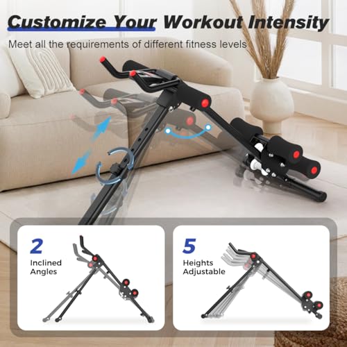 RELIFE REBUILD YOUR LIFE AB Workout Machine Adjustable Ab Trainer Machine Foldable Ab Cruncher Strength Training Equipment for Home Gym, Full Body Workout Equipment 440 LBS - color: Black