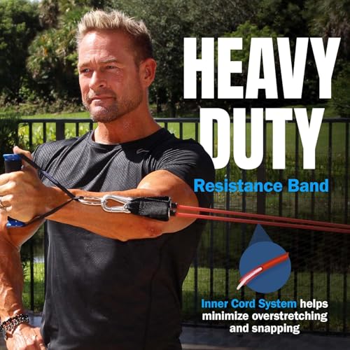 Bodylastics Patented Basic Series Resistance Band Set - Resistance Bands with Snap Reduction Tech, 2 Handles, 2 Ankle Straps, 1 Door Anchor & 1 Carry Bag - color: BASIC 3-190LBS Set Assorted
