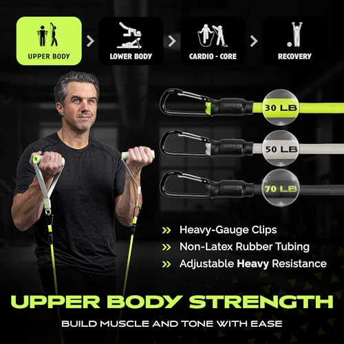 Ex Kit Home Gym Equipment with Carry Bag - 10Pcs Resistance Bands Kit with Handles, Door Anchor, Jump Rope, Booty Bands & More – Full Body Workout Bands Set for Strength, Cardio & Flexibility - color: Black