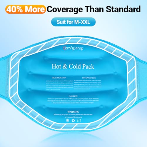 Comfytemp Extra Large Back Ice Pack for Lower Back Pain, Sciatica Relief, Reusable Hot Cold Therapy Wearable Gel Pack Wrap for Injuries, Surgery Recovery, Herniated Disc, FSA Eligible HSA, 2 Gel Packs - color: Blue-large Back Ice Pack-2 Gel Packs
