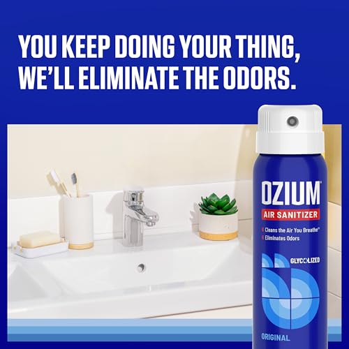 Ozium 3.5 Oz. Air Sanitizer and Odor Eliminator | For Homes, Cars, Offices and More, Original Scent, 2 Pack, Clear - size: 3.5 Ounce (Pack of 2)