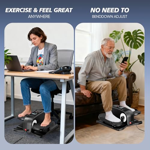 Under Desk Elliptical Machine for Senior Mini Elliptical Leg Exerciser with Remote Quiet Portable Electric Seated Foot Pedal Exerciser for Home Office - size: Poratable
