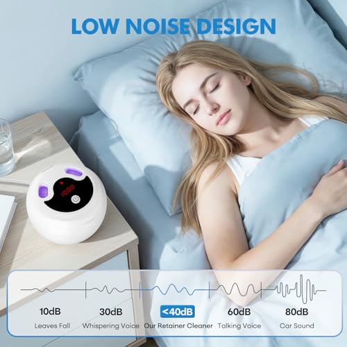 Upgraded Ultrasonic Retainer Cleaner Machine, 48kHz Ultrasonic Dentures Cleaner for Mouth Guards, Braces, Aligner, Toothbrush & Jewelry, 200ML Capacity, White - color: Pearl White
