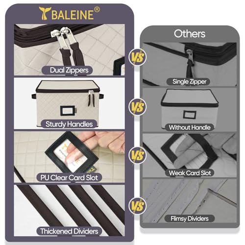 BALEINE China Storage Containers, Sturdy Quilted Wine Glass Storage, Plate Organizer with Carry Handles, Moving Boxes for Dishes, Cups, Mugs and Stemware (Wine Glasses, Soft Shell Cream) - color: Cream, style: Wine Glasses-Soft Shell