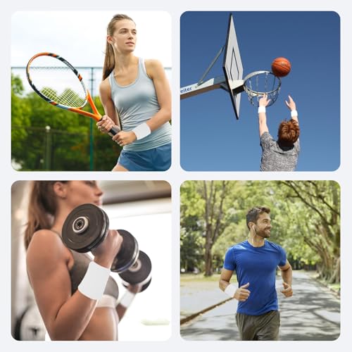 12 PCS Sweatbands Sports Wristband, Sweat Absorbent, for Basketball, Tennis, Football, Running - color: white