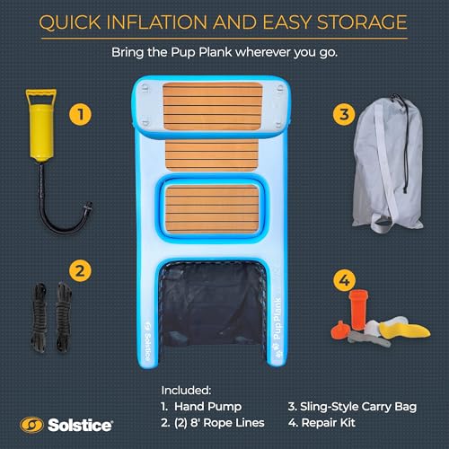 SOLSTICE Inflatable Pup Plank, Dog Water Ramp for Boats & Docks, Boost Step - size: Lounge (250 lbs)