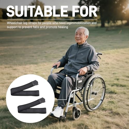 2PCS Wheelchair Thigh Leg Strap, Wheelchair Strap Seat Belt Leg Support Strap for Elderly Dementia Paralysis Parkinson's (2) - size: 2PCS No Handle
