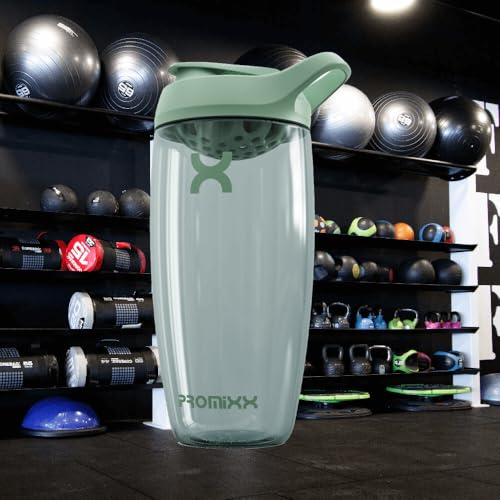 Promixx Pursuit Protein Shaker Bottle (24 oz) – Silent No-Ball Mixer, Leak-Proof Lid, BPA/BPS & Phthalate-Free ECOZEN – Easy-Clean Shaker Cup for Protein Shakes, Pre & Post-Workout Smoothies - color: Seagrass Green, size: 24 Ounces, style: 24 oz