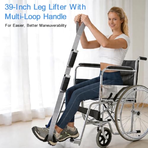 39 Inch Leg Lifter After Hip Replacement and Knee Surgery Recovery Rigid Leg Lifter Strap with Padded Foot Loop Elderly Mobility Aid