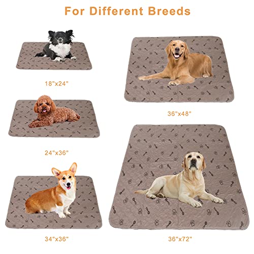 Peepeego 2Pack Pee Pads 36"x72"+Free Dog Comb, Waterproof Rugs Washable, Non Slip - size: 2Pack 36x72