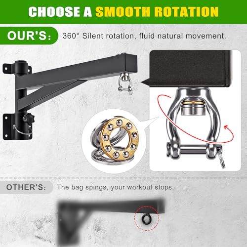 Kipika Heavy Bag Hanger Wall Mount Punching, Rotatable Heavy Duty Boxing Bag Bracket for Home Gym Indoor, Adjustable Length for Kickboxing Bag, Muay Thai Bag,Speed Bag - color: ‎D- Length 24"
