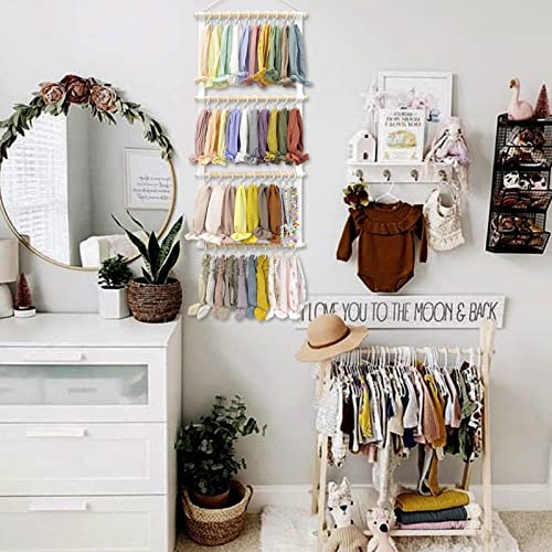POVETIRE Headband Holder for Girls Baby Headband Organizer Head Bands Hair Accessories Display Organizer Wall Hanging Decor for Nursery Toddler Girl Room - color: White-1