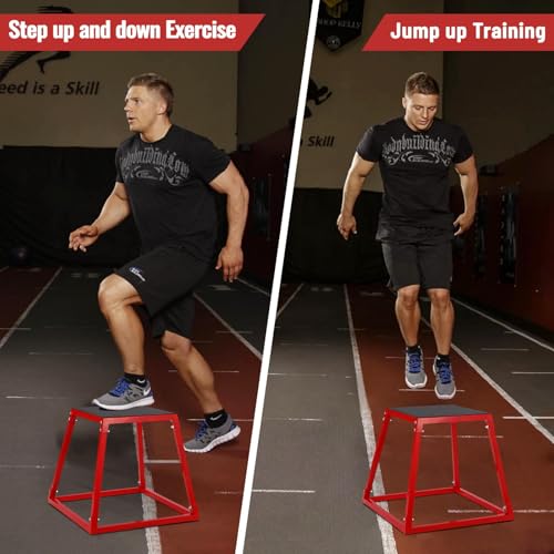 Plyometric Jump Box, Jumping Trainers Heavy-Duty Steel Plyo Boxes with Rubber Pad for Home Gym, Jump Platforms Step Up Box, Conditioning Strength Training 12"/18"/24"/30" - size: 12+18+24+30 Inch