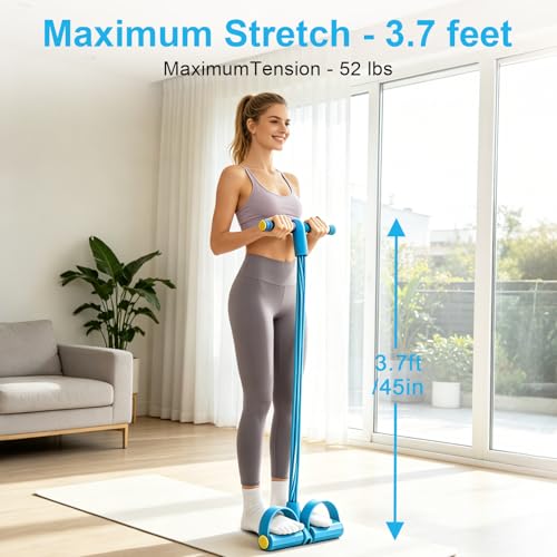 Pedal Resistance Band with Handle, 6-Tubes Tesistance Bands with Handles, Natural Rubber Foot Pedal Resistance Band, Multifunctional Exercise Bands for Abdomen, Waist, Leg, Arm - color: Blue