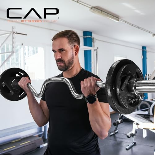CAP 48" Olympic Super Curl Bar | Heavy Duty Solid Steel, 500 lb Capacity - color: Chrome, style: Elite