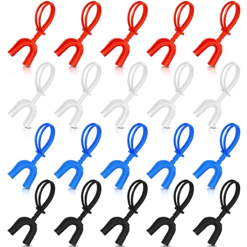 Dunzy 20 Pcs Football Mouth Guards with Strap Bulk Sports Mouthguard Bulk Football Mouthpiece Mouth Protector for Wrestling Boxing Lacrosse Hockey Taekwondo - color: Mixed Color, size: Youth