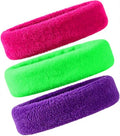 3 Pack Men & Women Sports Sweatbands Headbands - color: Rose red,Green,Purple