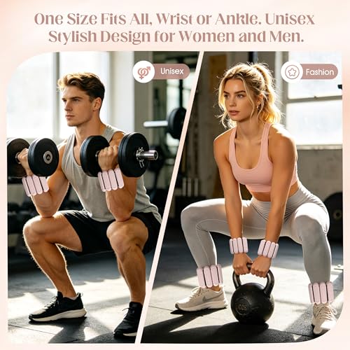 Wrist Weights for Women & Men, 2lb Silicone Wrist Ankle Weights for Pilates, Yoga, Running and Strength Training Comfortable Weighted Bracelet Arm Leg Weights for Fitness, Walking, Gym - color: Beige