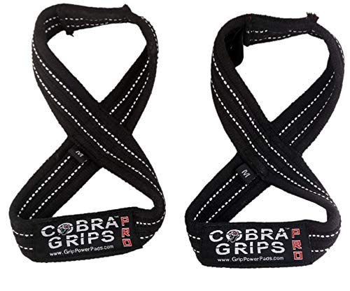 Deadlift Straps Figure 8 Loop Lifting Straps The #1 Choice for Power Lifters weightlifters workout Enthusiasts - color: Black with White Strips, size: 80 cm 8.0"+ And Up Wrist Circumference