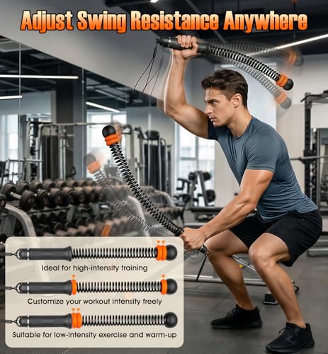 Weighted Ropeless Battle Ropes with Adjustable Resistance, Cordless Battle Rope for Home Gym & Apartment, Heavy Duty Portable Workout Equipment for Men & Women, High-Intensity HIIT & Cardio Training - color: Orange