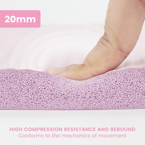 Yoga Knee Pad Cushion, 24 x 9.8 x 0.8 in Thick Mini Yoga Mat, Odor-Free NBR Workout Mat with Storage Strap, Small Exercise Mat for Yoga, Pilates, Kneeling, Planks & Home Gym - color: Pink