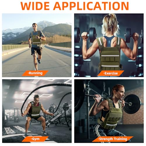 Weighted Vest for Men Women, Adjustable Tactical Weight Vests for Rucking Walking Running Crossfit Strength Training (Without Weight Blocks) - color: Green