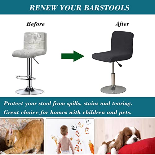 HFCNMY Bar Stool Covers with Backs,4 Pack Stretch Bar Stool Chair Covers,Jacquard Bar Stool Covers,Washable Bar Chair Covers Swivel Barstool Covers Slipcovers with Back Black - color: Black