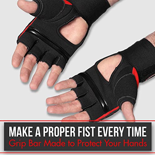 Quick Gel Boxing Wraps Under Boxing Gloves - Kickboxing MMA Muay Thai - Fist, Knuckle, Wrist Wrap Protection Inner Glove Hand Wraps - Men Women Kids - color: Black/Red, size: X-Small