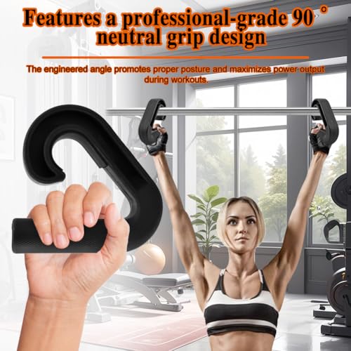 2pcs Neutral Grip Handles for Pull Up with 2pcs Wrist Guards Portable Hooks for Barbell Row Deadlift Resistant Bands Ergonomic Workout Handle
