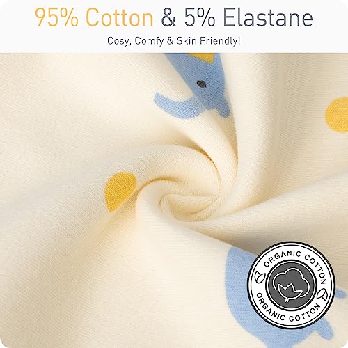 Organic Cotton Transitional Baby Swaddling Sack Soft with Arms Up & Sleeves 0-3 Months, Mitten Cuffs, 2-Way Zipper, Sleeping Sacks for Newborns - Calms Startle Reflex, Boys & Girls Sleep Bag - color: Little Elephant, size: S ( 0-3 Months, 6-14 Lbs )