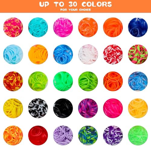 Loom Rubber Band Bracelet Kit, 3000+ 30-Color, Storage Case, Ages 8+ | Latex-free non-toxic, soft & durable, clear organizer, charms & fruit beads, fine motor skills, party favors, beginner friend - color: 3000 Pcs