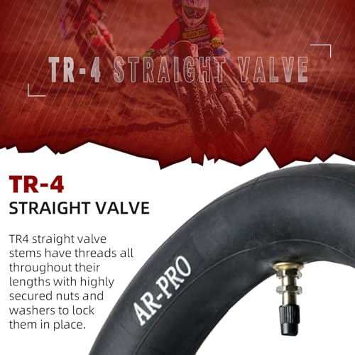 (2-Pack) AR-PRO 3.00/3.50-12" Dirt Bike Inner Tubes with TR4 Valve Stem - 80/200-12 Motocross Bike Tire Replacement Inner Tubes Compatible with Honda CRF50/XR70, Yamaha TTR 90/100, and More - size: 3.00/3.50-12"