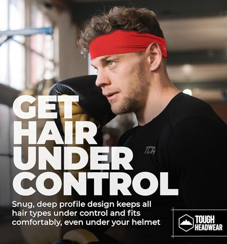 Tough Headwear Mens Headband | Sweat Headbands for Men Women Working Out Running Sports – Athletic Sweat Band Exercise - color: (1 pack) Red