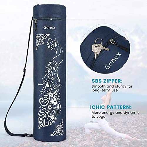 Gonex Yoga Mat Bag with Full-Zip Design, Fits Most Mats | 600D Oxford Fabric, Wet Pocket, Front Zip Pocket, Adjustable Strap, Fits Mats up to 26" - color: Dark Blue