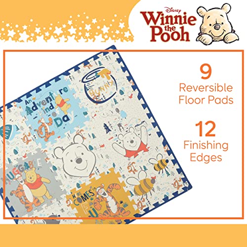 Disney Winnie The Pooh EVA Foam Mat, Winter Prairie Interlocking Flooring Tiles, Yellow, 36 x 36 Inches