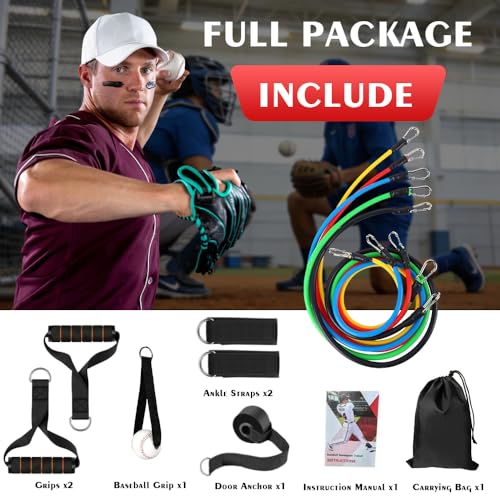 Baseball Resistance Bands Set – Baseball Pitching & Throwing Trainer with Arm Strength Training Bands for Youth Pitchers, Throwing Warm-Up, Arm Care and Softball Training Equipment - style: BSB01