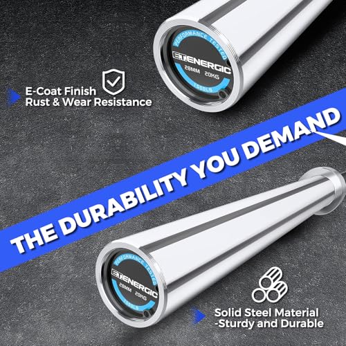Olympic Barbell 7FT 45LB, 1500LB Capacity Weight Bar for Home Gym, 2-Inch Olympic Barbell for Weightlifting, Powerlifting, Squat, Deadlift and Bench Press - color: Silver&Black-Classic