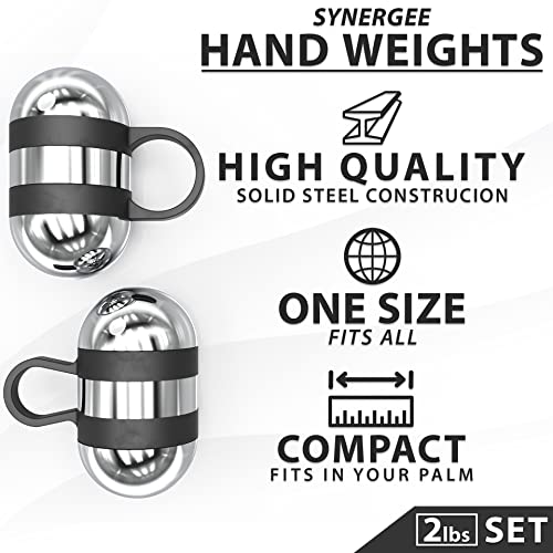 Synergee Cardio Hand Weights. Steel Hand Weights Dumbbell Set with Anti-Slip Silicone Finger Loop for Workout, Fitness, Training for Men and Women. Sold In Pairs. Available in 1lb, 1.5lb and 2lb Sets - color: 2LB Chrome