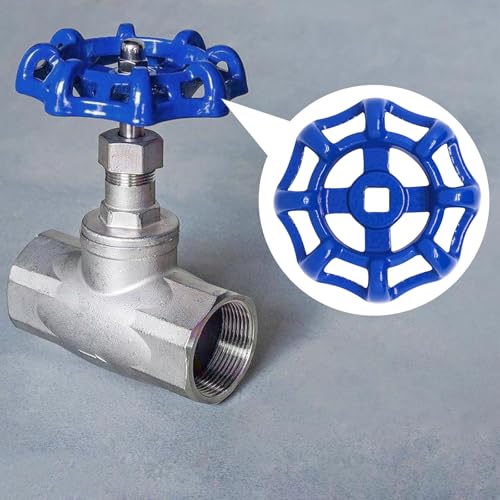 2 Pack Outdoor Faucet Handle Replacement, 7mm x 7mm Square Stem Hole Water Spigot Handle Replacement, Cast Iron Round Wheel Outside Faucet Handles with Screws Spacer (Blue) - color: Blue, size: 7mm x 7mm (2pcs)