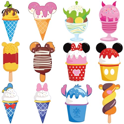RiVolTa Mouse Cruise Door Magnets - 12 Pcs Summer Ice Cream Cute Ship Cabin Magnetic Stickers Funny Mice Decorations Garage Stateroom Accessories for Holiday Carnival Party Locker Refrigerator Decor - color: Ice Cream