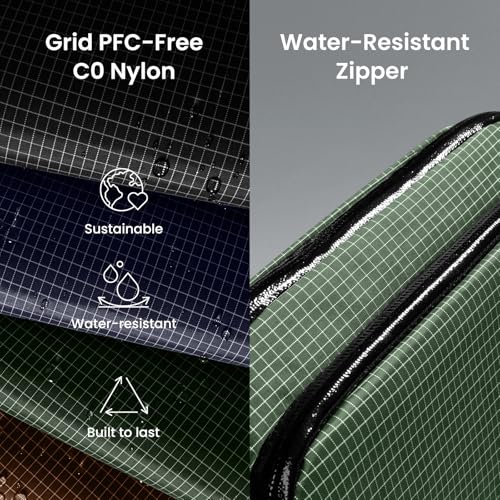 tomtoc Electronic Organizer Travel Case Performance, Water Resistant Dual Compartment Cable Organization Storage Bag for Charger, Cord, Phone, Hard Drive, Power Bank, Accessories Travel Essentials - color: Green Plaid, size: Medium