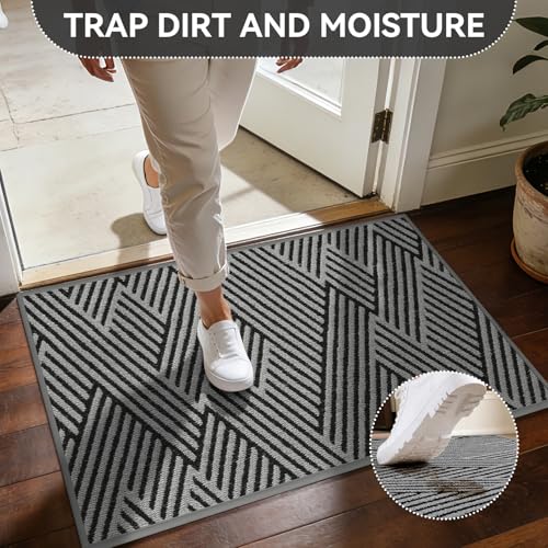 Door Mat Indoor Outside Entrance 24"x71", Low-Profile Non Slip Outdoor Inside Doormat Entryway Mat, Dirt Resistant Absorbent Front Porch Welcome Entry Mats, Washable Easy Clean, Grey - color: Grey, size: 24"x71"