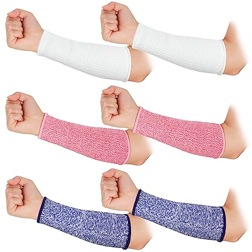 Sintege 3 Pairs Arm Protectors for Thin Skin and Bruising Cut Resistant Forearm Sleeve Level 5 Arm Burn Protection Sleeve (White, Purple, Pink,12.6 Inch) - color: White, Purple, Pink, size: 12.6 Inch
