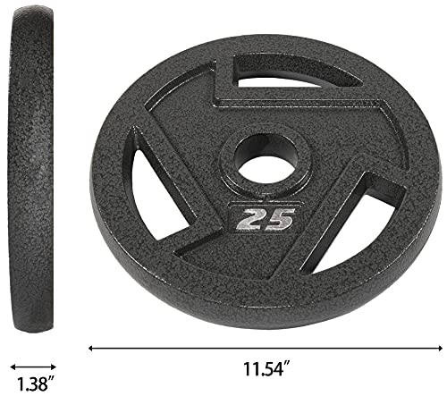 Signature Fitness Olympic 2-Inch Cast Iron Plate Weight Plate for Strength Training and Weightlifting, Multiple Sizes - color: 25LB Pair, style: Style #3