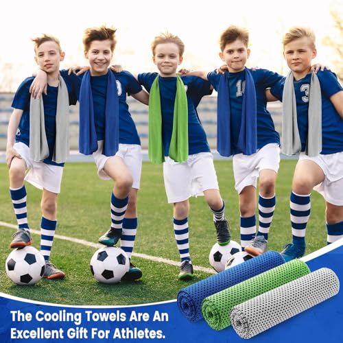 Hosuly 6 Pack Cooling Towels 40"x12" Ice Towel Cooling Neck Wraps Soft Breathable Chilly Stay Cool in Summer for Sports Yoga Golf Gym Activities(Dark Blue, Light Gray, Bright Green) - color: Dark Blue, Light Gray, Bright Green