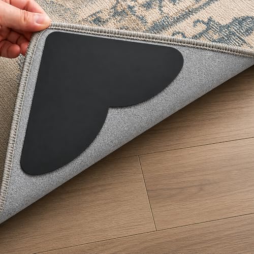 20 PCS Non Slip Pads for Area Rugs, Reusable Grippers for Rugs on Hardwood Floors, Double-Sided Adhesive Rug Stoppers, Prevent Sliding and Curling, Keep Rug Corners Flat, No Residue - color: Rug on Floor