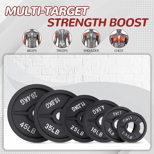 Fitvids 2-Inch Olympic and 1-Inch Standard Cast Iron Weight Plate for Strength Training & Weightlifting, Multiple Weights Available - color: Olympic (2-Inch Center), style: 2.5LB (Pair)